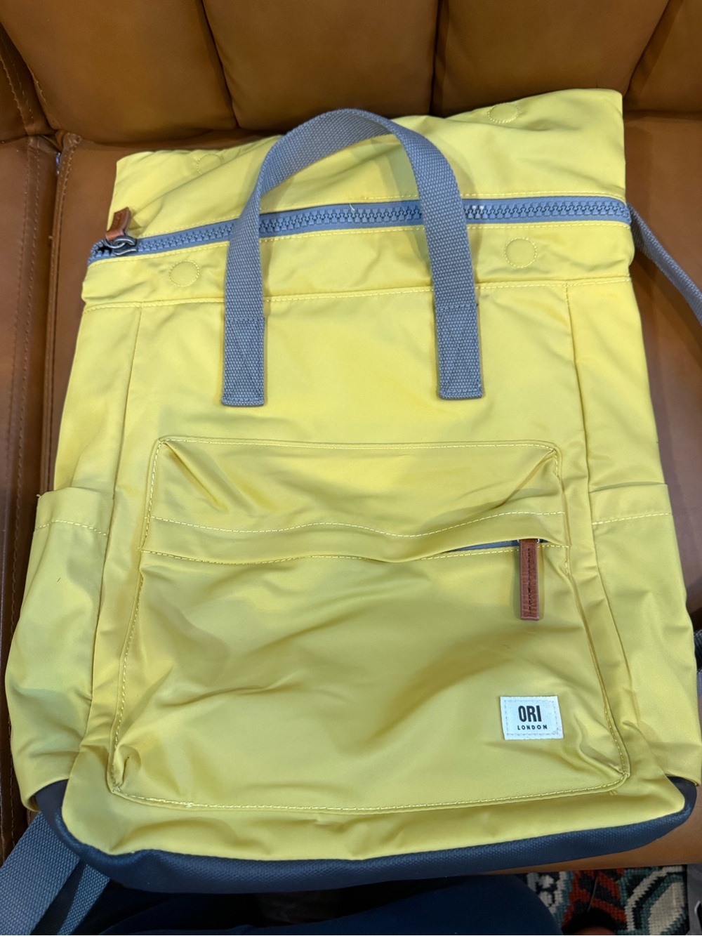 Orion London Yellow Men's Backpack with Gray Handles - Picture 2 of 11